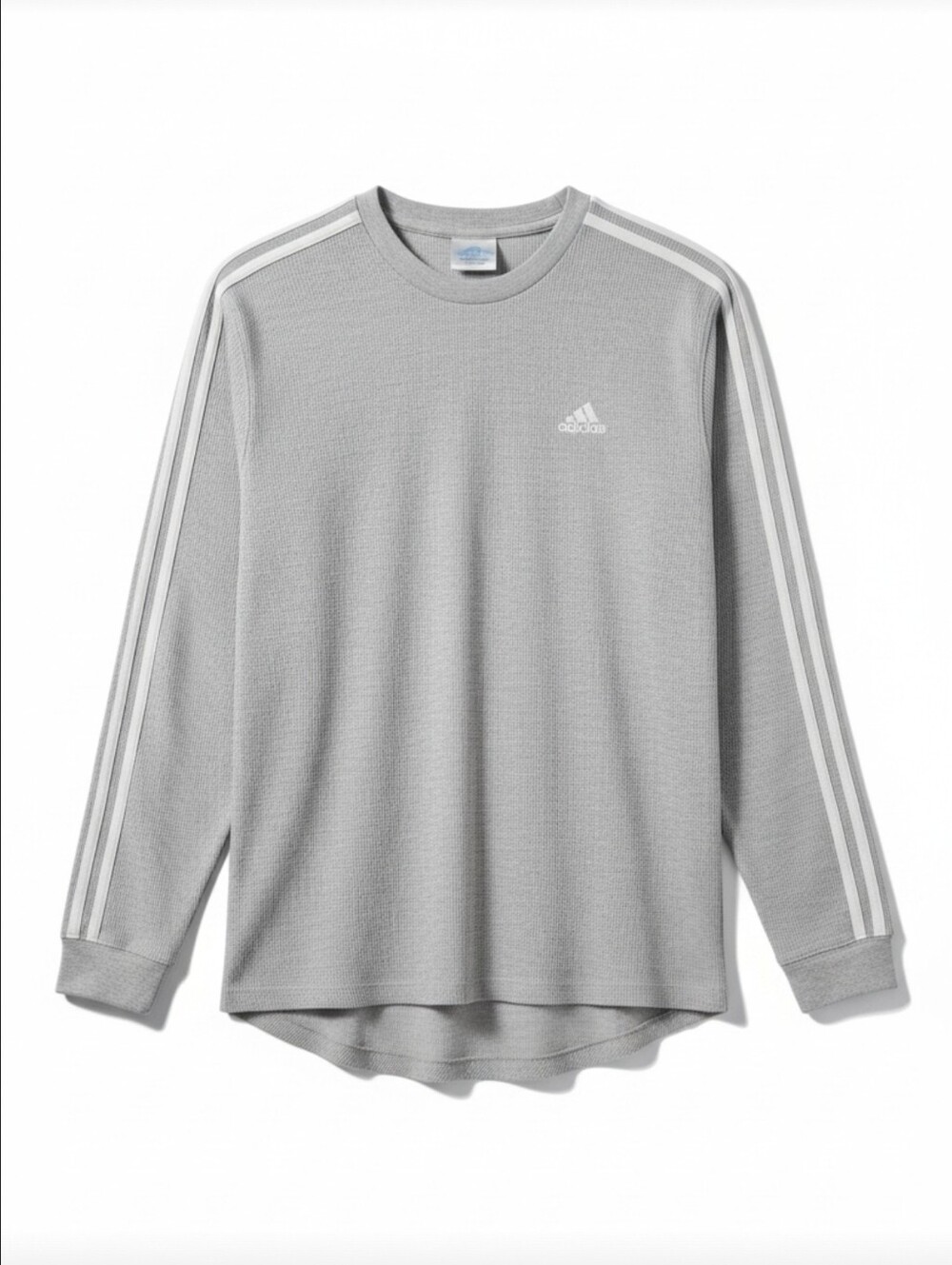 Vintage Adidas Sweater - Waffle Knit - Black - Gray Stripes - Athletic Casual